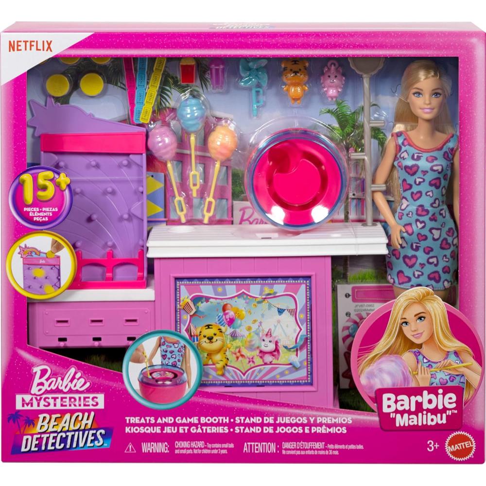 Barbie Mysteries: Beach Detectives Malibu Doll, Cotton Candy Game Playset & Accessories Barbie Mysteries: Beach Detectives Malibu Doll, Cotton Candy Game Playset & Accessories