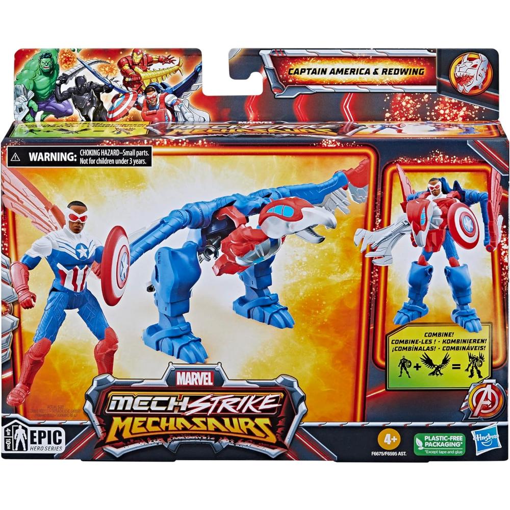 Marvel Mech Strike Mechasaurs 4-Inch Captain America & Redwing