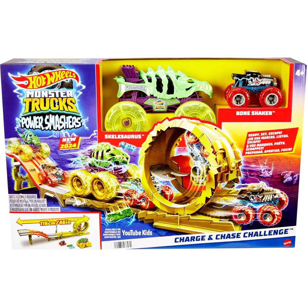 Hot Wheels Monster Trucks Power Smashers Charge & Chase Challenge Track Set