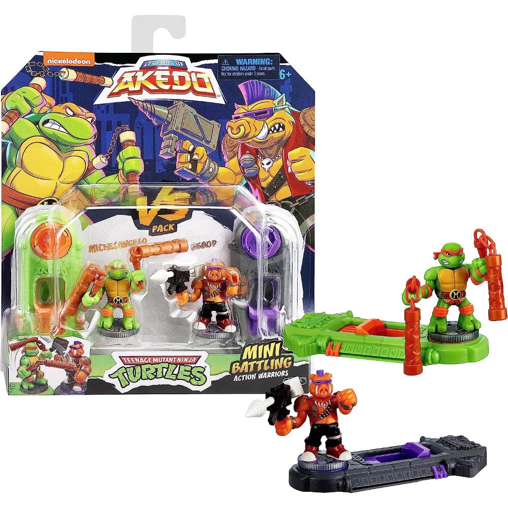 Legends Of Akedo TMNT Mini Battling Warriors Michael Angelo vs Bebop Pack