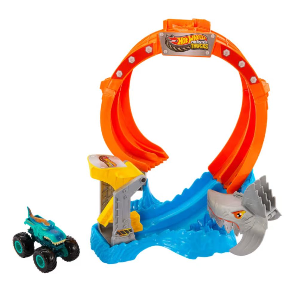 Hot Wheels Monster Trucks Corkscrew Shark Smash Track Set Hot Wheels Monster Trucks Corkscrew Shark Smash Track Set