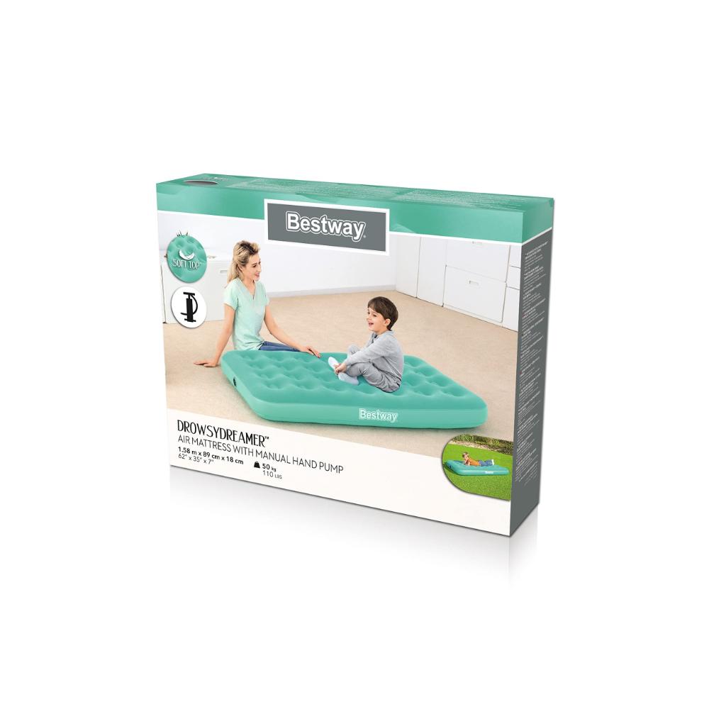 Bestway drowsy dreamer airbed with manual hand pump 158cm x 89cm x 18cm