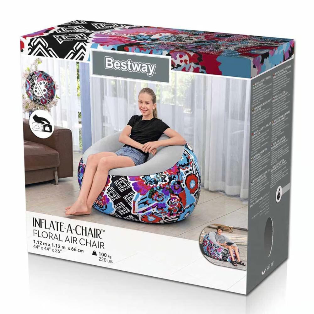 Bestway 44" x 44" x 26"/1.12m x 1.12m x 66cm Inflate-A-Chair Floral Air Chair