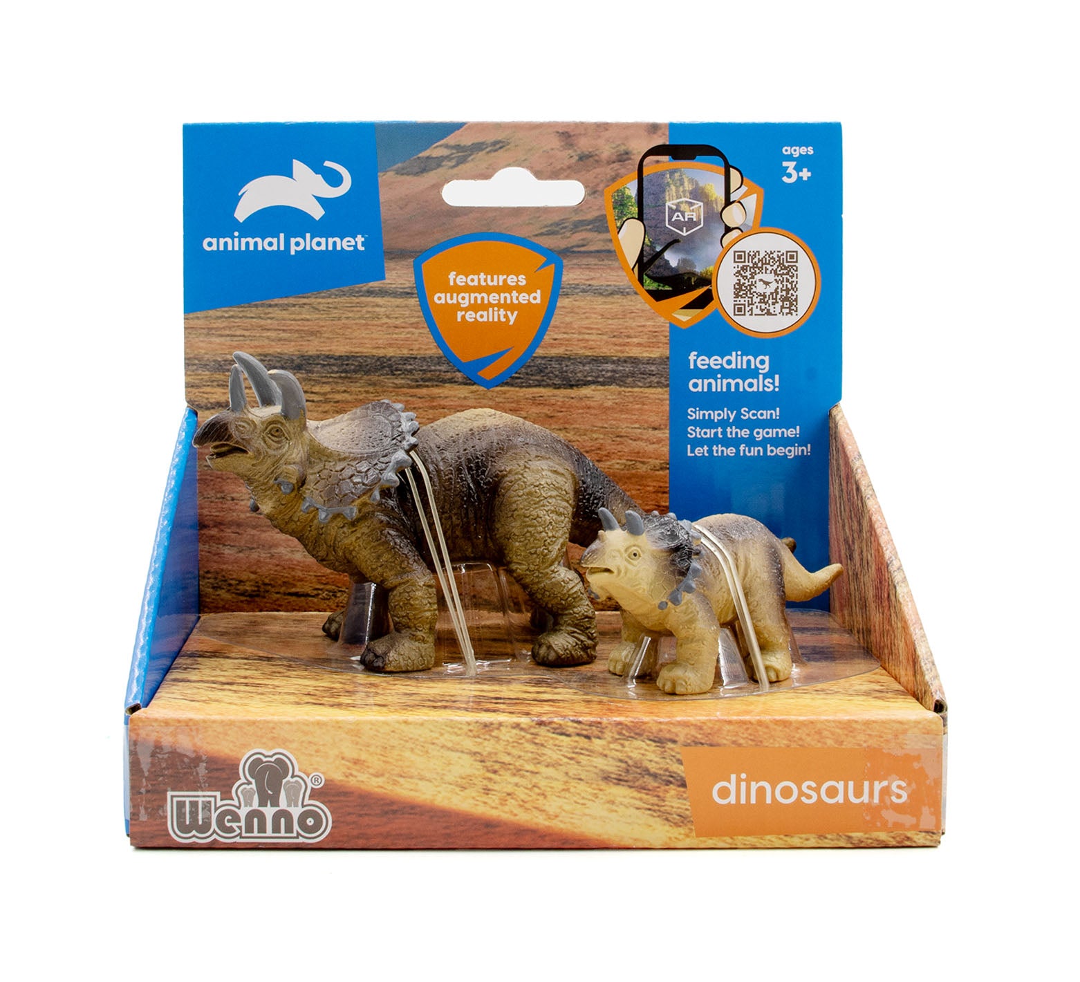 Animal Planet 2 Pcs Triceratops In Open Touch Box