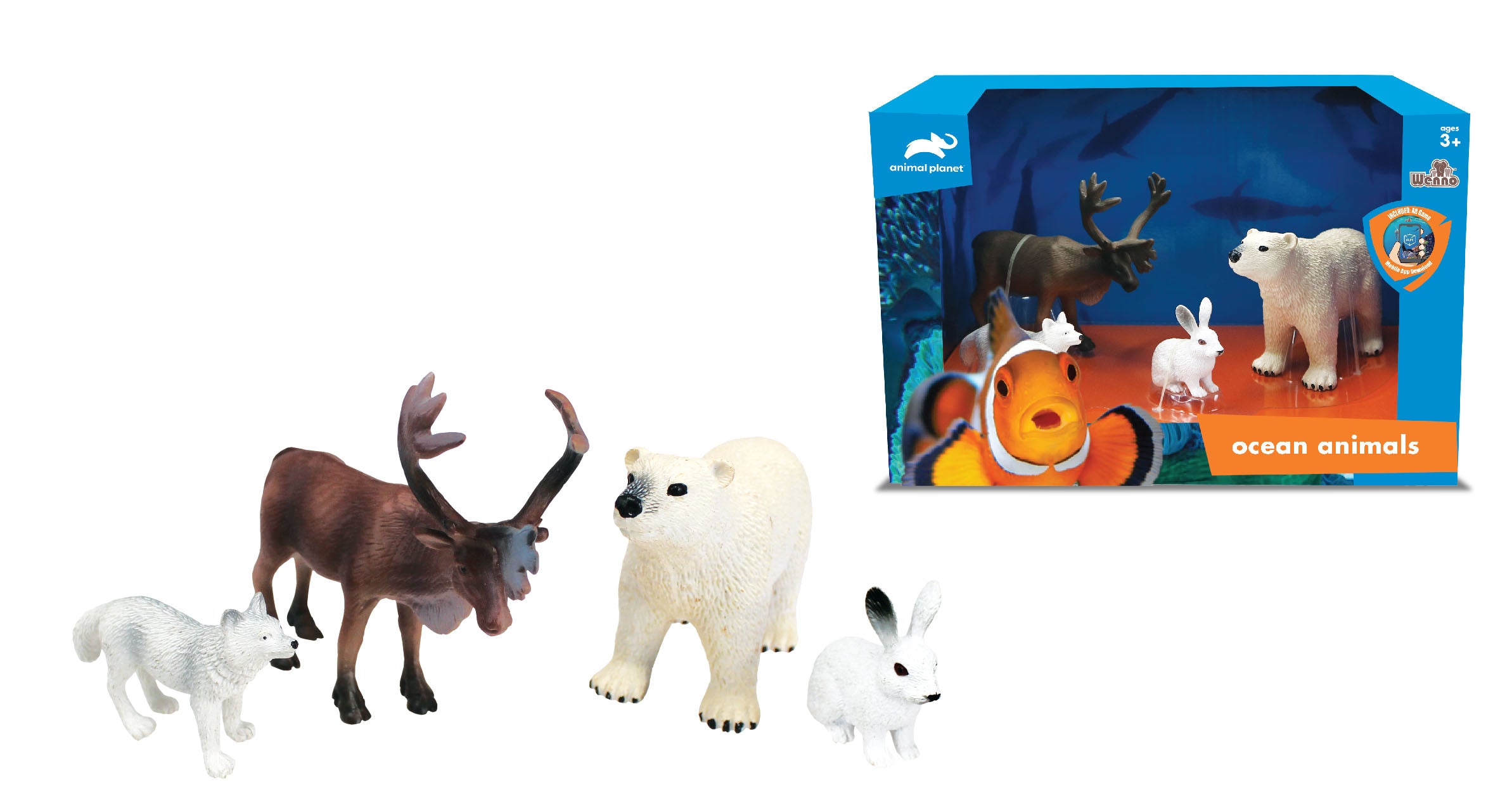 Animal Planet 4 Pcs Polar Animal In Open Touch Box