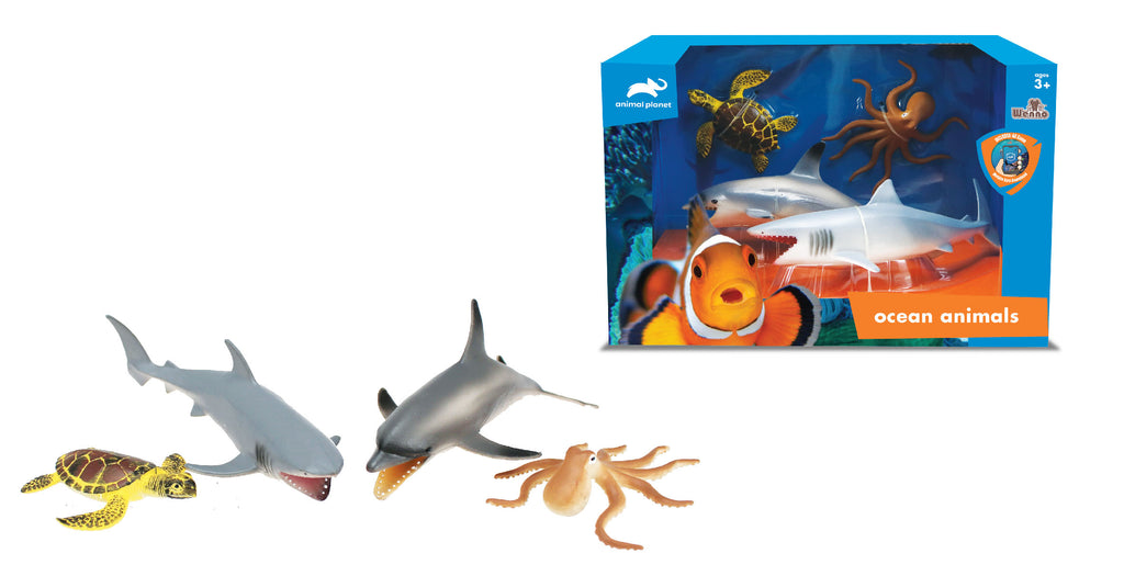 Animal Planet 4 Pcs Ocean Animals In Open Touch Box