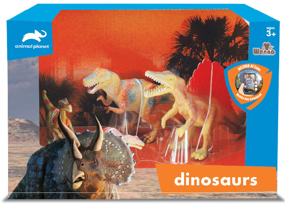 Animal Planet 4 Pcs Dinosaur In Open Touch Box