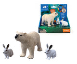 Animal Planet 3 Pcs Polar Bear And Arctic Hares In Open Touch Box