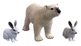 Animal Planet 3 Pcs Polar Bear And Arctic Hares In Open Touch Box