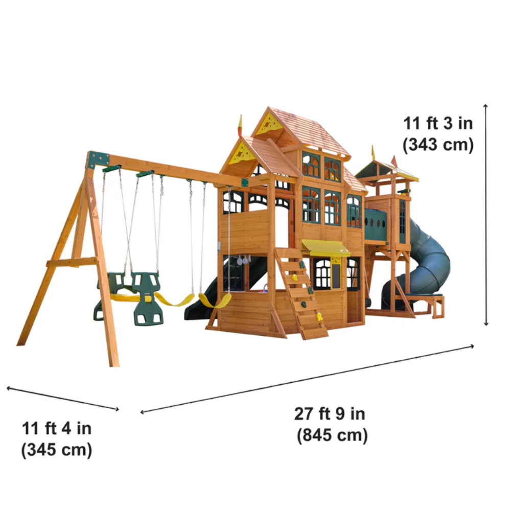 KidKraft Bear Cave Lodge Wooden Swingset KidKraft Bear Cave Lodge Wooden Swingset