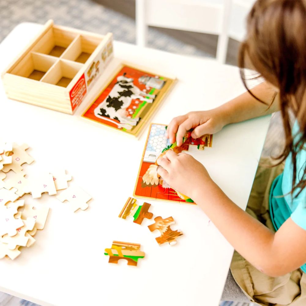 Melissa & Doug - Farm Animals Puzzles In A Box