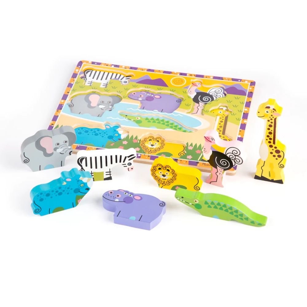 Melissa & Doug - Safari Chunky Puzzle - 8 Pieces
