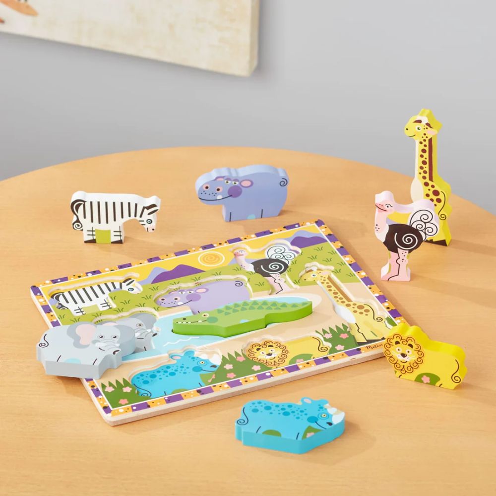 Melissa & Doug - Safari Chunky Puzzle - 8 Pieces