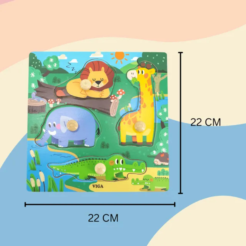 Viga Wooden Knob Puzzle Wild Animals Viga Wooden Knob Puzzle Wild Animals