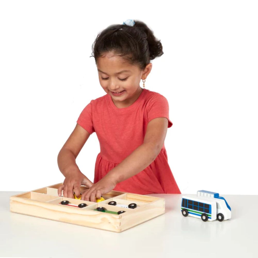 Melissa & Doug - Wooden Town Vehicles Set & Wooden Cars Vehicle Set
