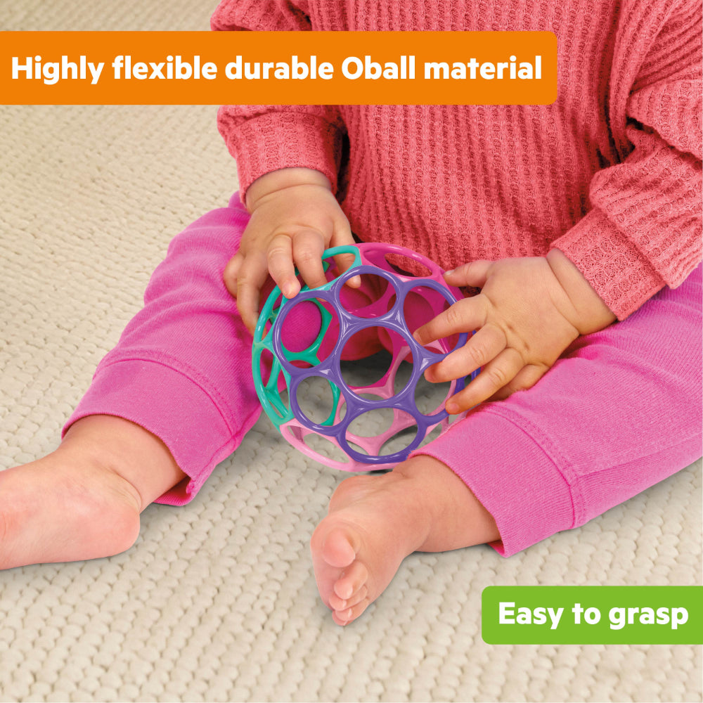 Bright Starts Oball Easy Grasp Classic Ball Baby Toy in Pink/Purple
