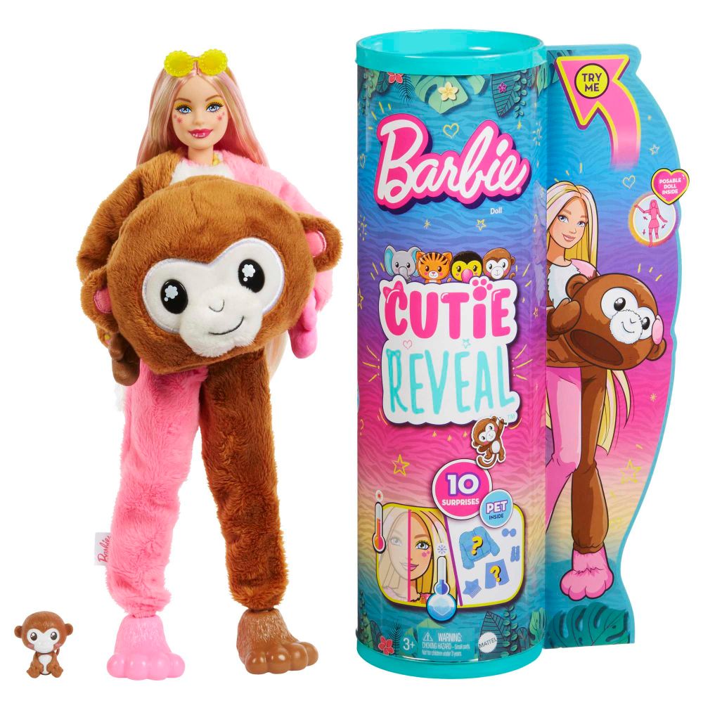 Barbie Cutie Reveal Doll Jungle Series Monkey
