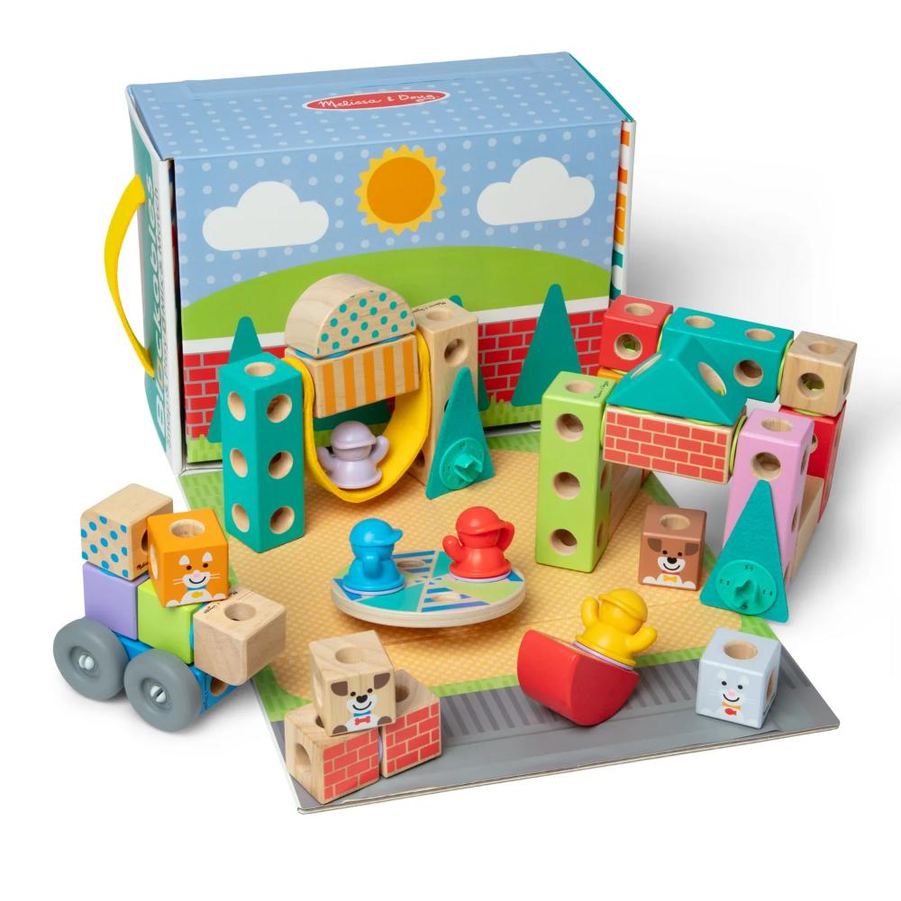 Melissa & Doug Wooden Blockables™ Town Play Set