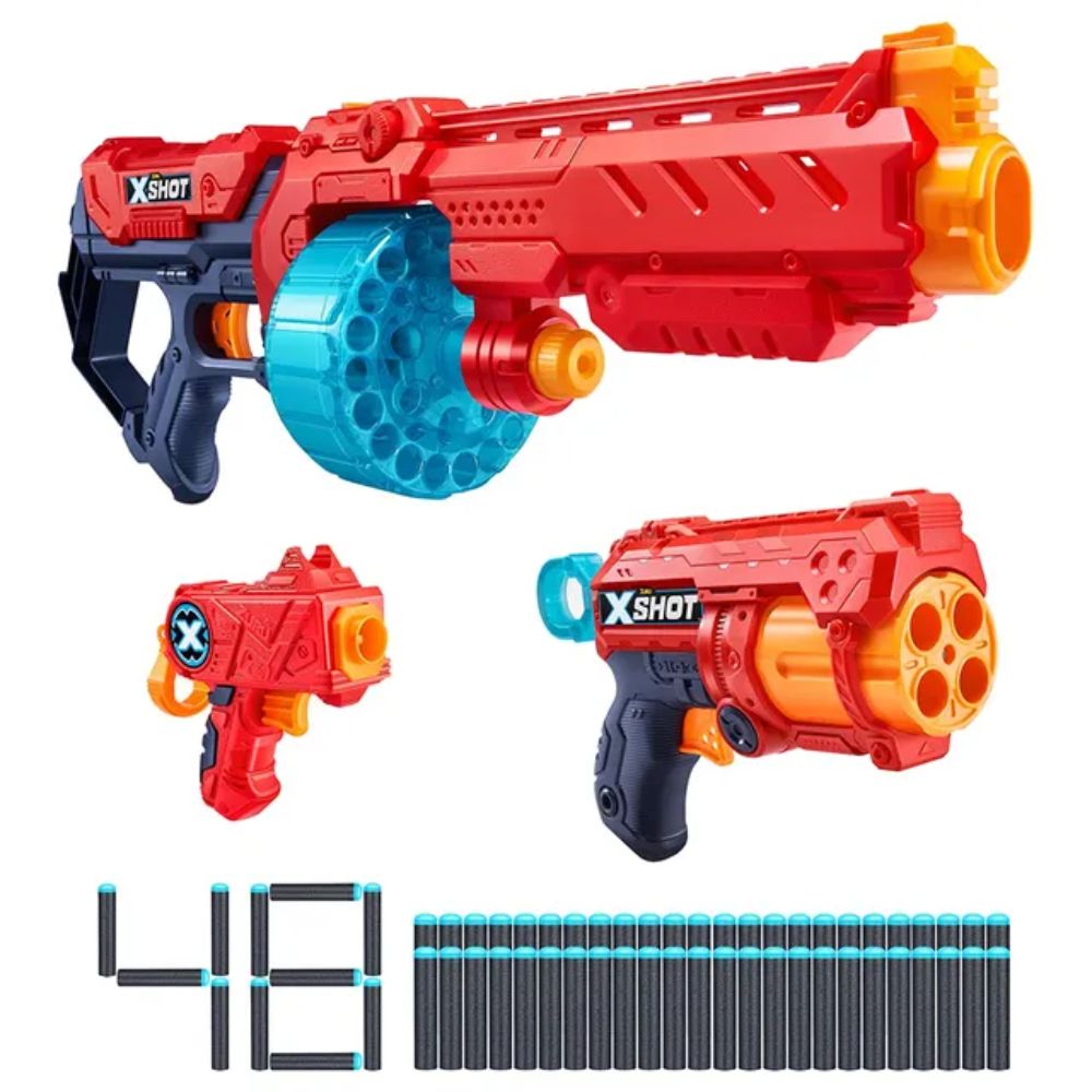 X Shot Combo Pack Turbo Fire & Fury 4 & Micro with 48 Foam Darts