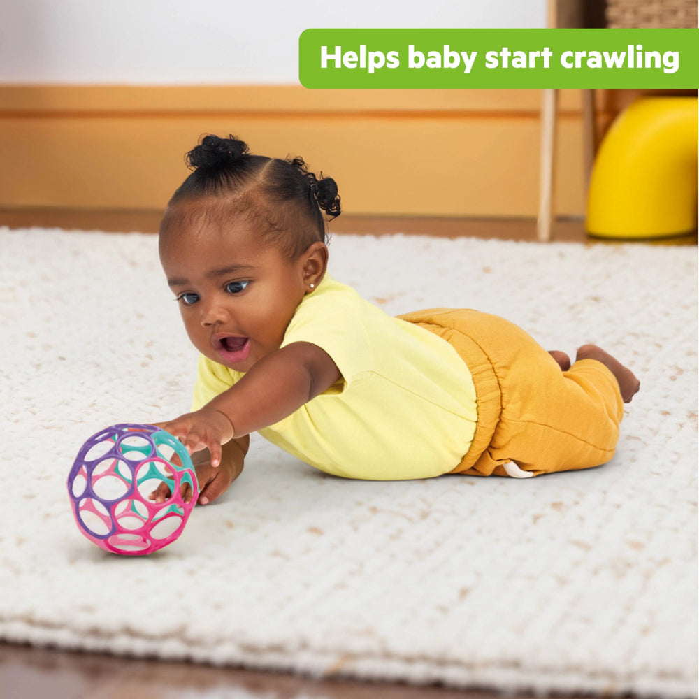 Bright Starts Oball Easy Grasp Classic Ball Baby Toy in Pink/Purple