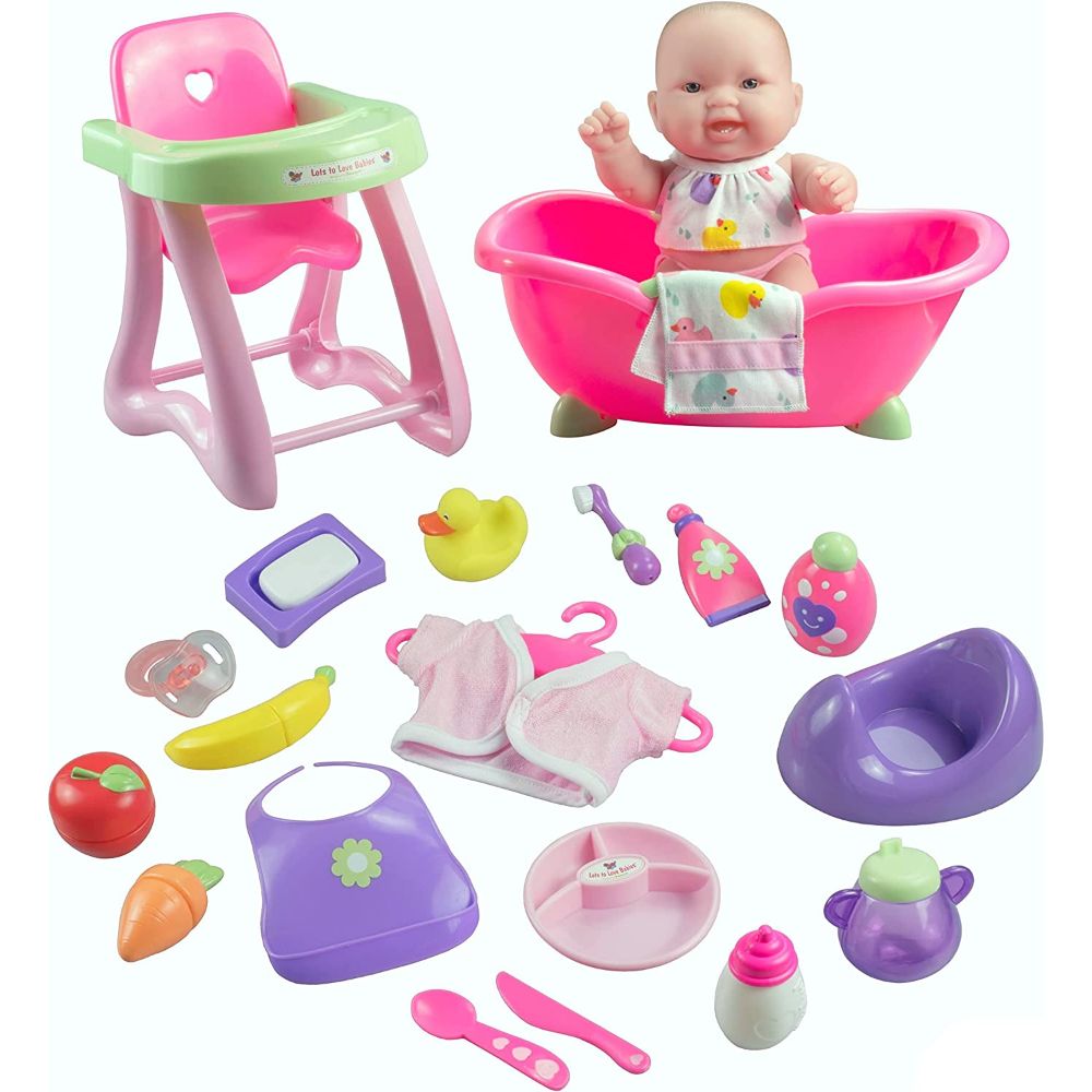 JC Toys Lots to Love Babies Vinyl Baby Doll 10" with Deluxe Gift Set