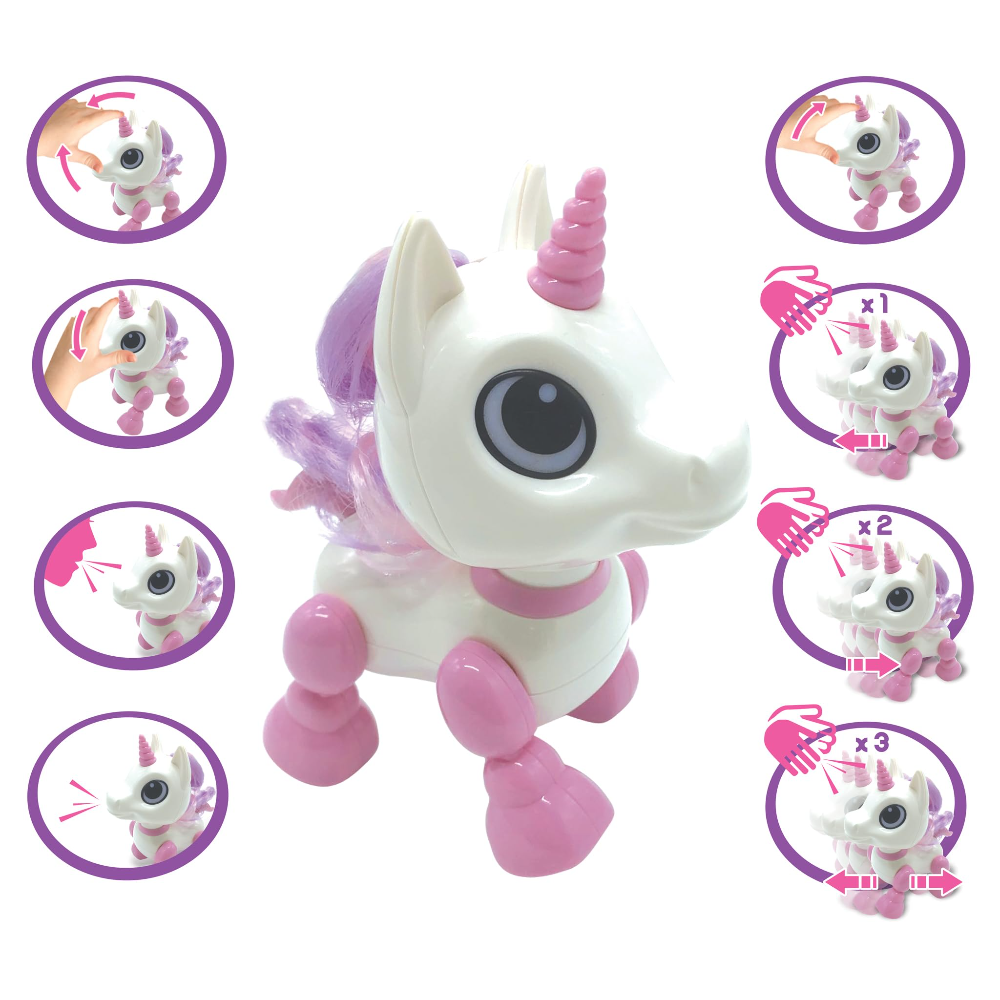 Robo2 Unipower Unicorn Robot w Light Sound Effects N Voice Command
