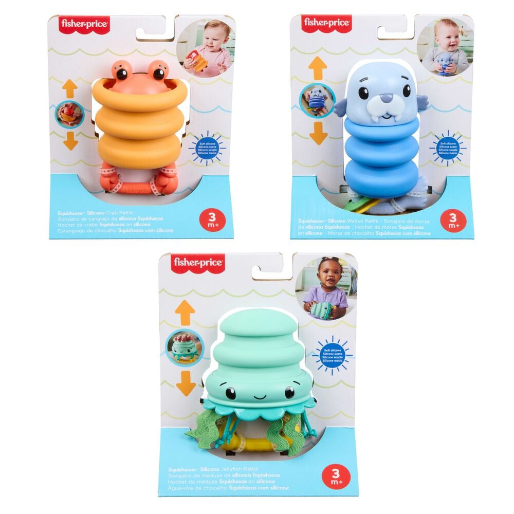 Fisher-Price Squishseas Silicone Rattles Assorted