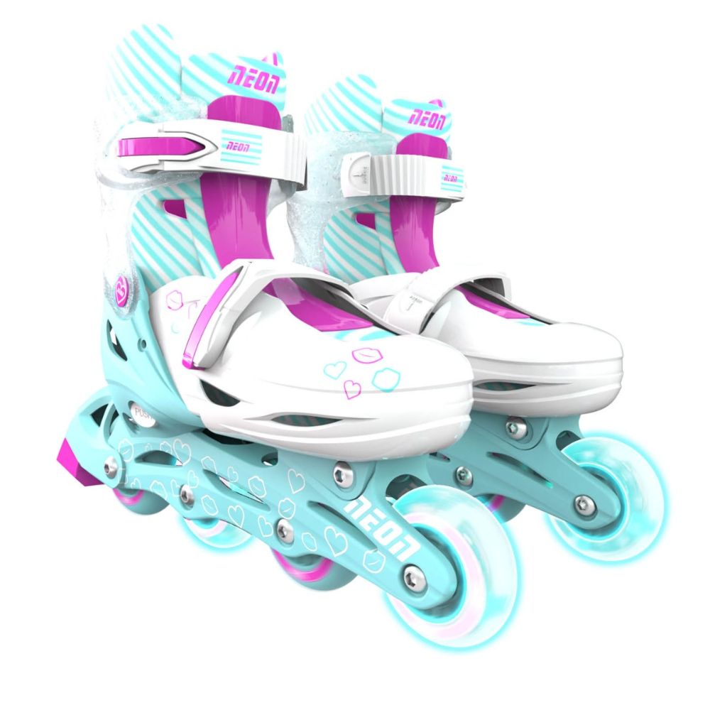 YVolution 2-in- 1 Neon Skates Teal Pink