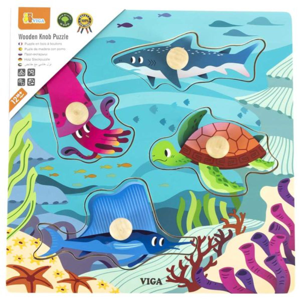 Viga Wooden Knob Puzzle Sea Animals Viga Wooden Knob Puzzle Sea Animals