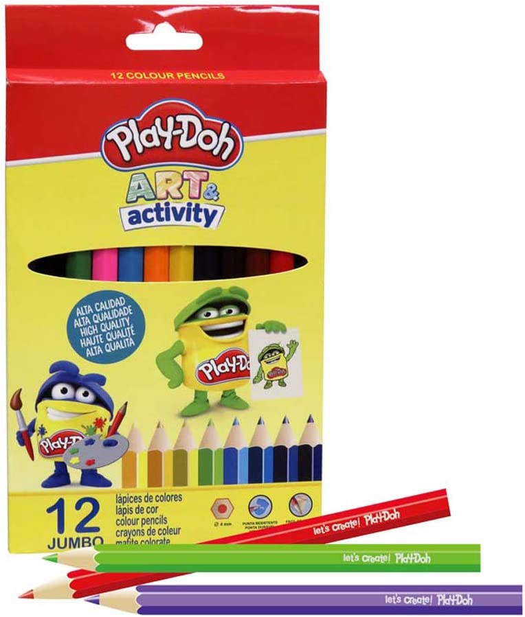 Play Doh 12 Colors Jumbo Colour Pencils Inbox