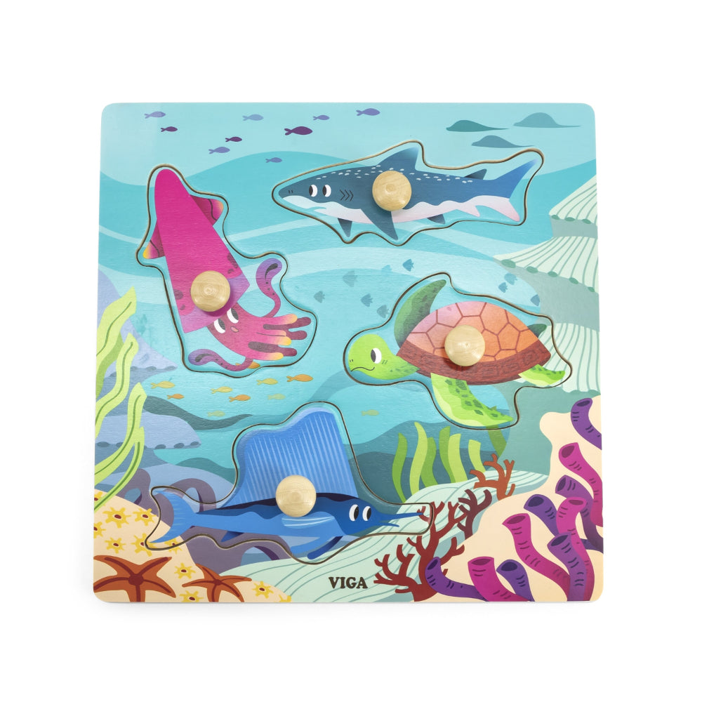 Viga Wooden Knob Puzzle Sea Animals Viga Wooden Knob Puzzle Sea Animals