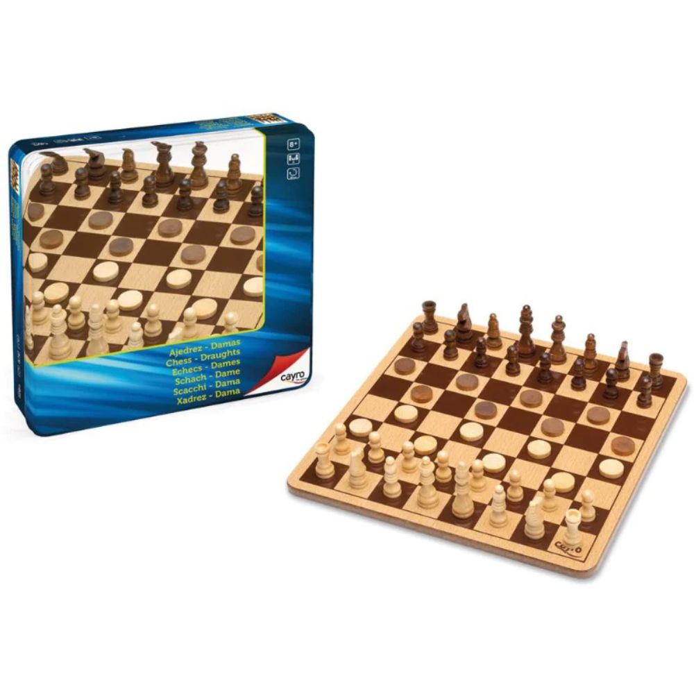Cayro Chess And Draughts Metal Box