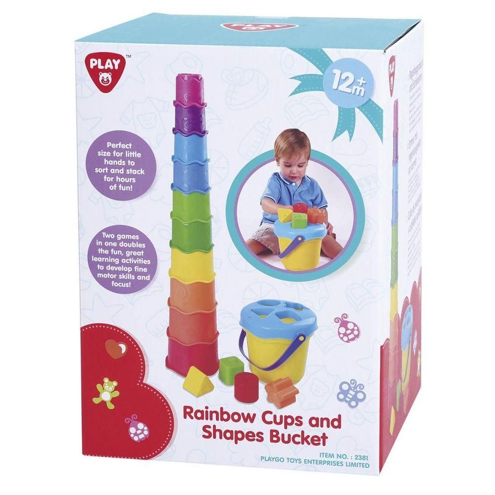 Playgo Rainbow Cups And Shapes Bucket Toy for Kids