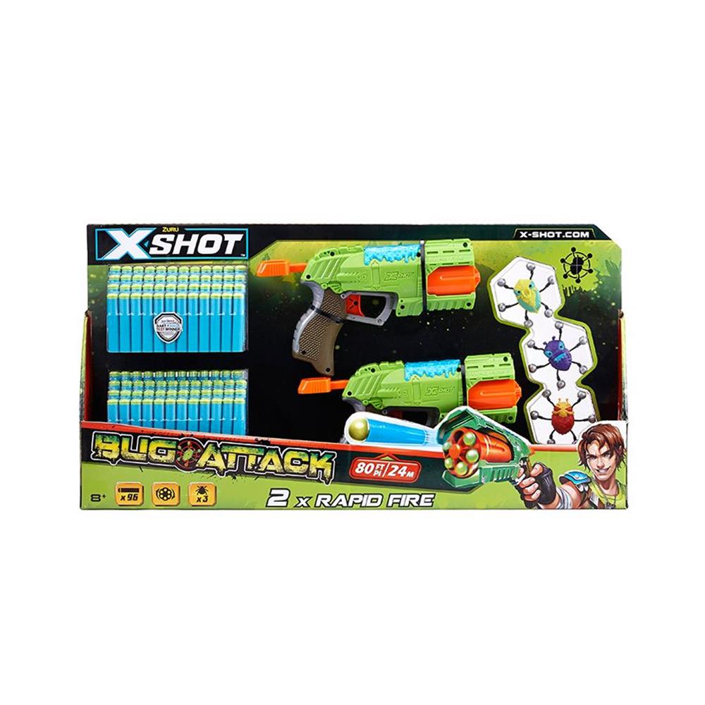 Zuru X-Shot Bug Attack Double Rapid Fire With 3 Bugs And 96 Darts  Image#1