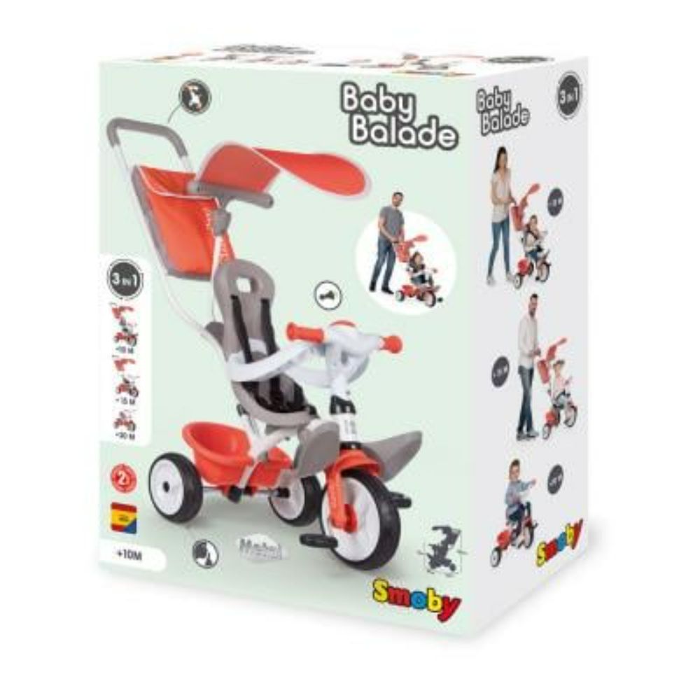 Smoby 3 in 1 Baby Balade Tricycle - Red