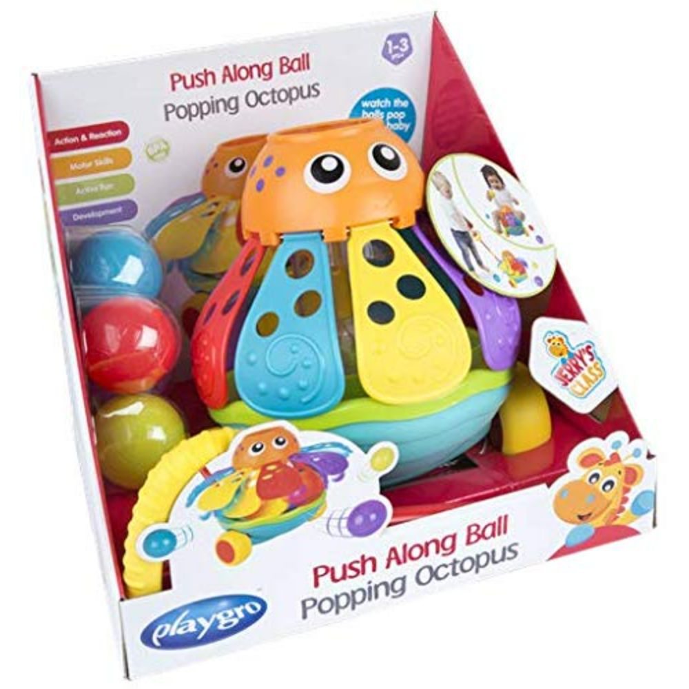 Playgro Baby Toy Push Along Ball Popping Octopus