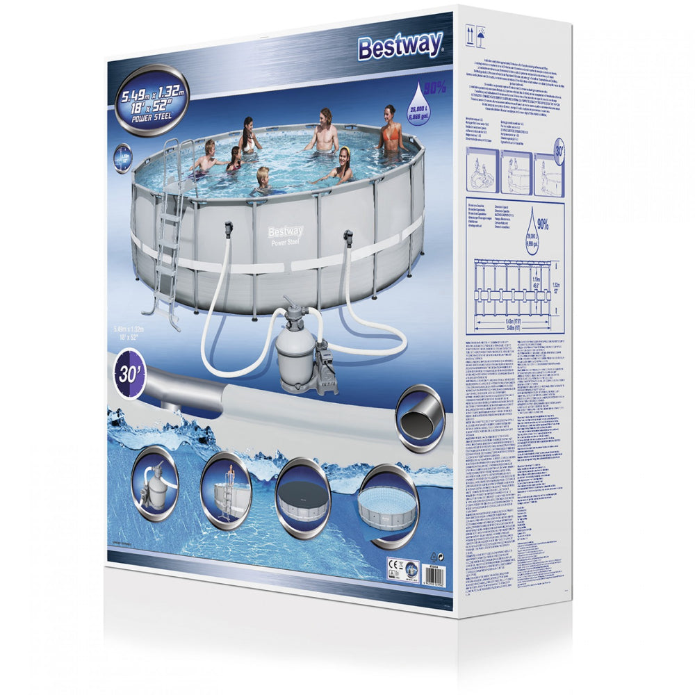 Bestway 18' x 52"/5.49m x 1.32m Power Steel Frame Pool Set  Image#2