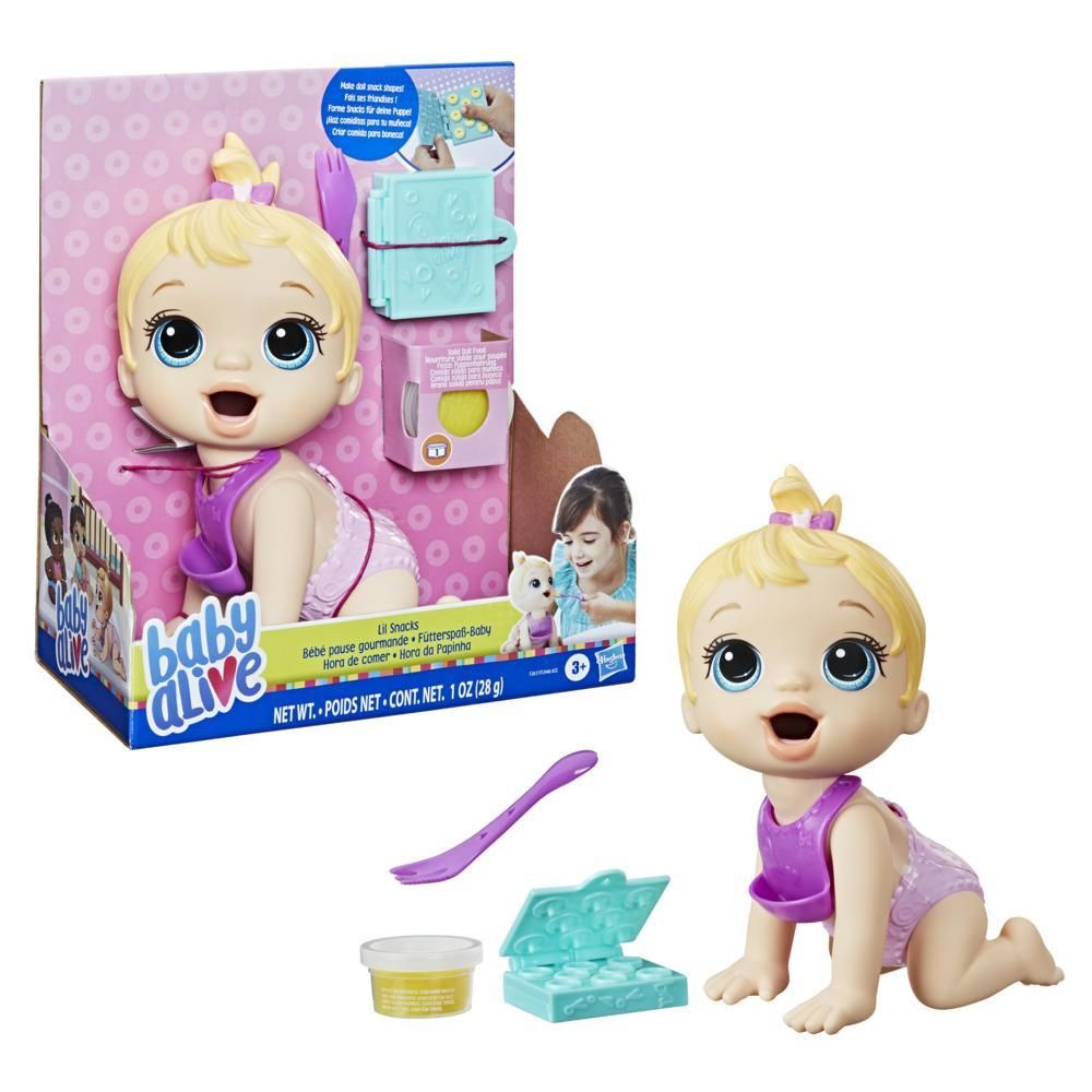 Baby Alive Lil Snacks Doll, Eats and "Poops," 8-inch Baby Doll with Snack Mold