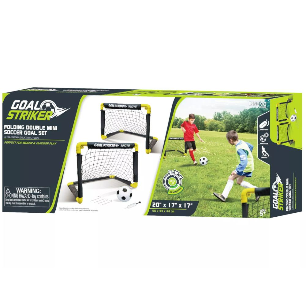Hostful Folding Double Mini Soccer Goal Set