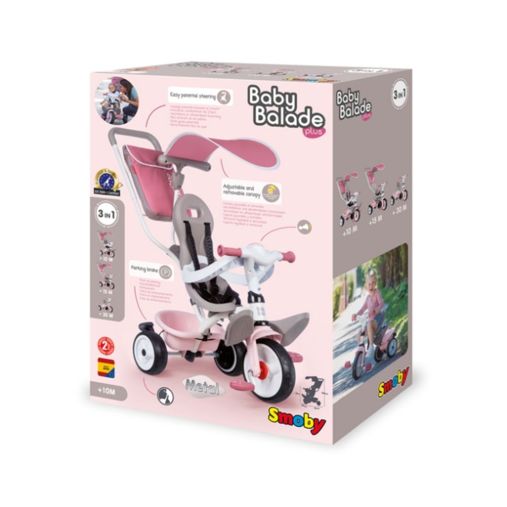 Smoby Baby Balade Plus Tricycle Rosa