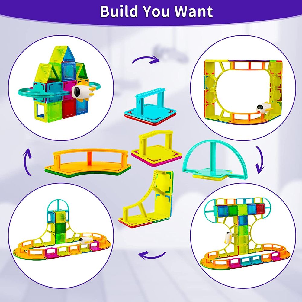 Avoklan Magnetic Tiles Sky Track 62PCS, Sky Shuttle Magnet Tiles Building Blocks