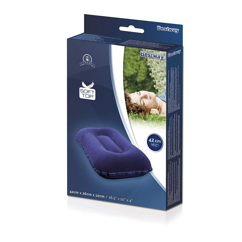 Bestway 16.5 X 10 X 4/42CM X 26CM X 10CM Flocked Air Camp Pillow