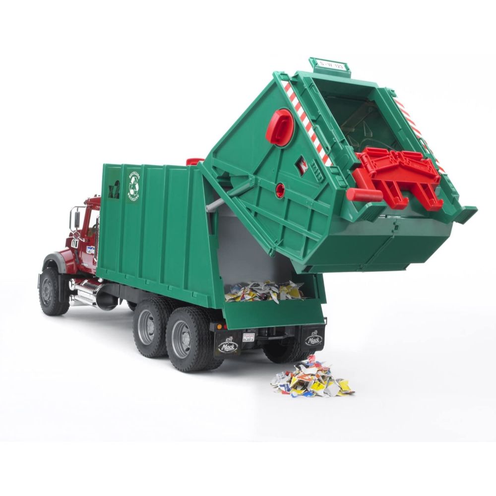 Bruder Mack Granite Rear Loading Garbage Truck (Ruby Red Green)