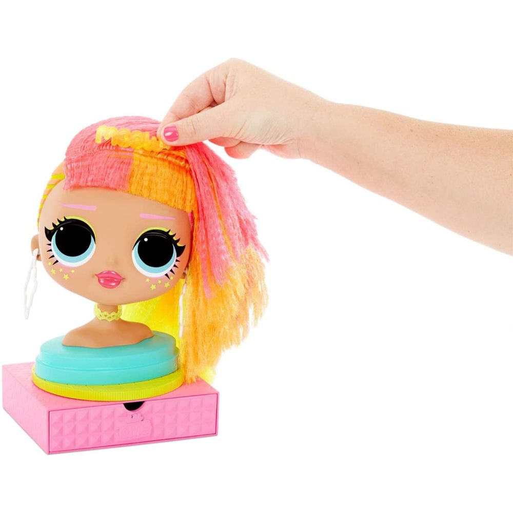 LOL Surprise! O.M.G. Styling Head Neonlicious with Stick-On Hair for Endless Styles