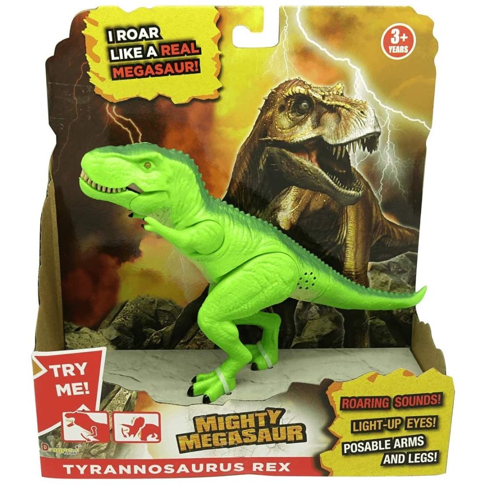 Mighty Megasaur 20cm Light and Sound Dinosaur - Neon green T-Rex