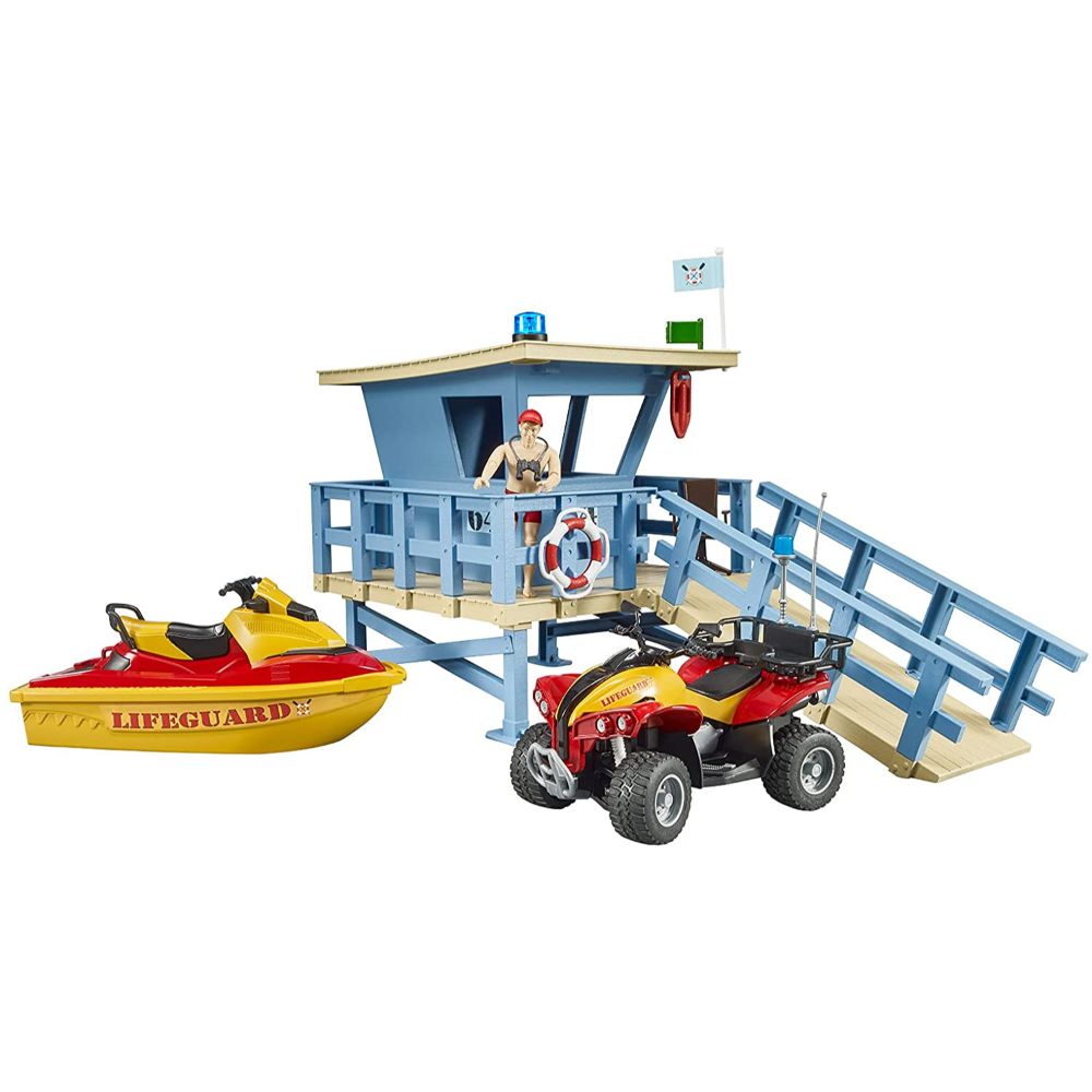 Bruder Bworld Life Guard Station w Quad and Personal Water Craft
