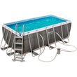 Bestway Power Steel Rectangular Steel Frame Pool Set Gray