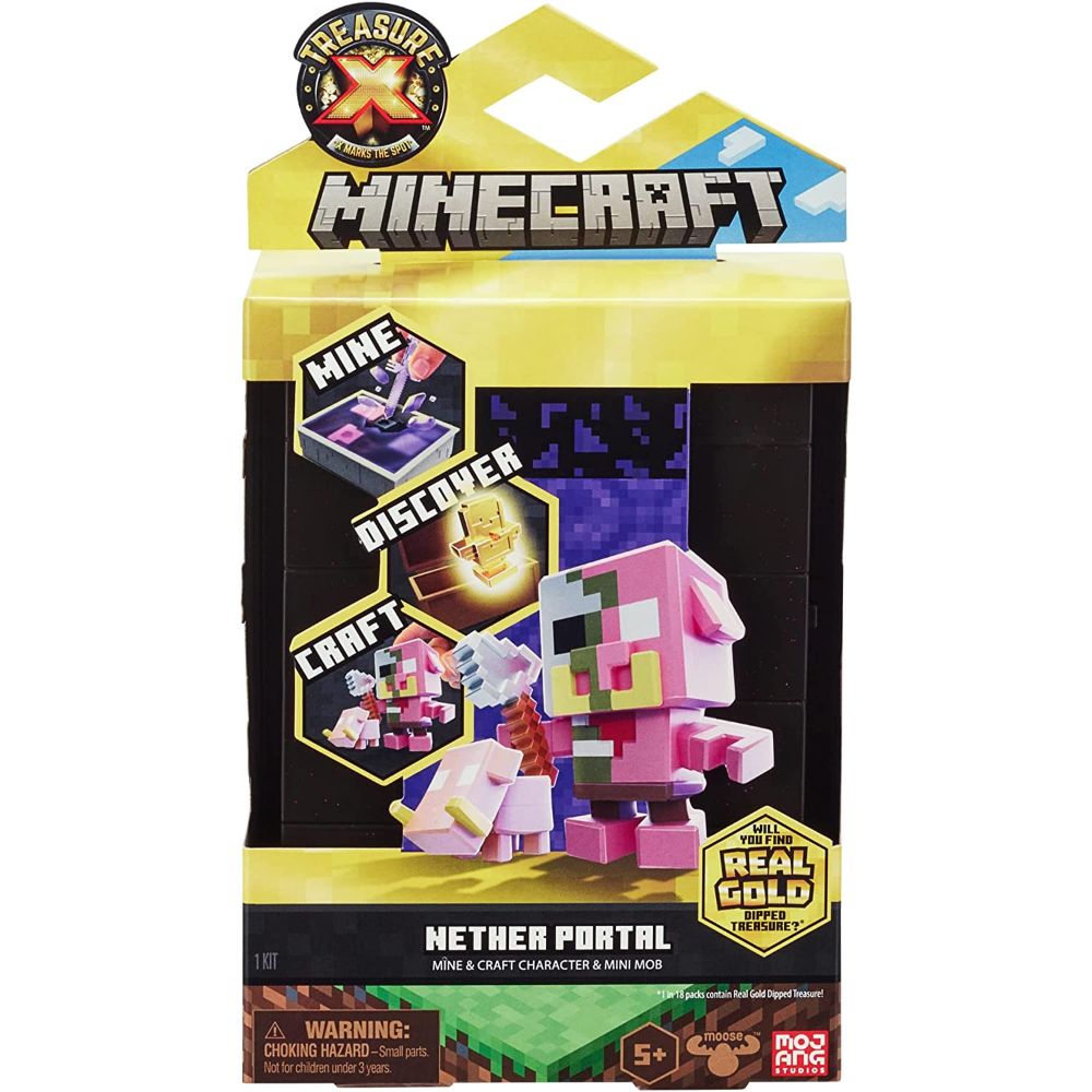 Treasure X - Minecraft Nether Portal Mine and Craft Character and Mini Mob