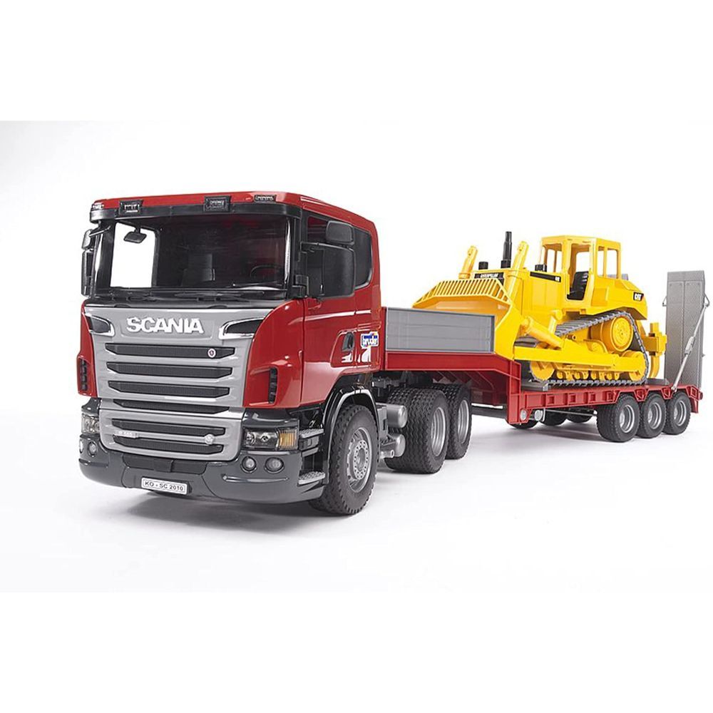 Bruder Scania R Series Low loader Truck with Cat Bulldozer