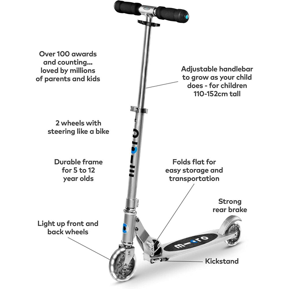 Micro Scooter Sprite Silver Matt Led SA0216